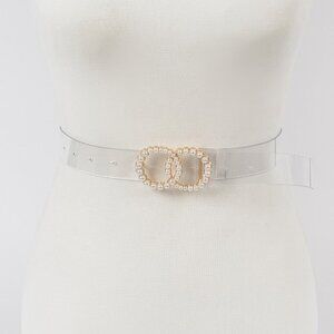 Pearl Buckle Transparent Belt